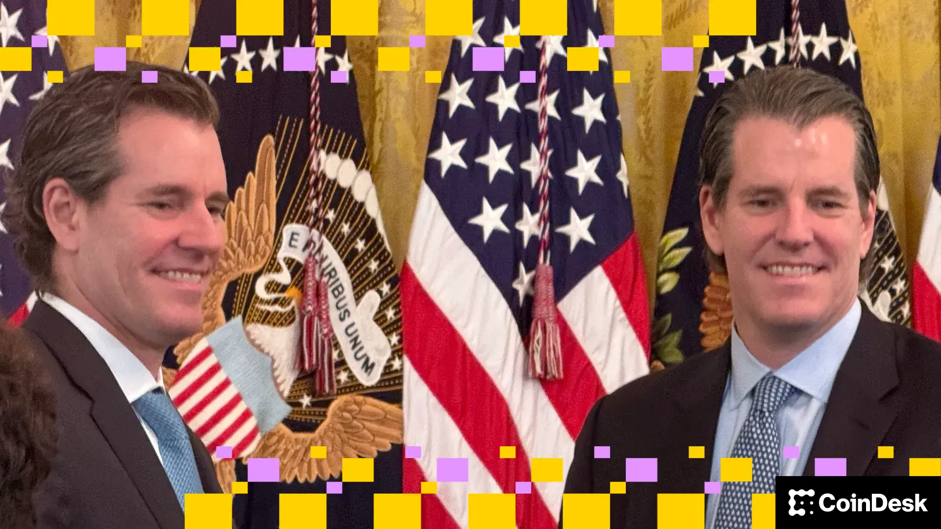 Cameron and Tyler Winklevoss at the White House on July 18, 2025. (Jesse Hamilton/CoinDesk) Cameron and Tyler Winklevoss at the White House on July 18, 2025. (Jesse Hamilton/CoinDesk)