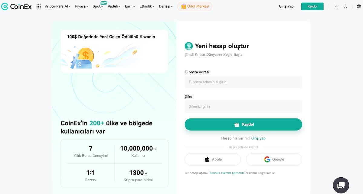 KYC gerektirmeyen kripto borsası CoinEx 