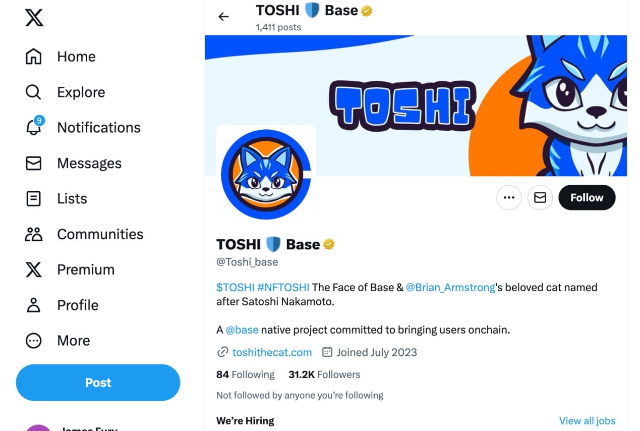 Toshi meme coin X