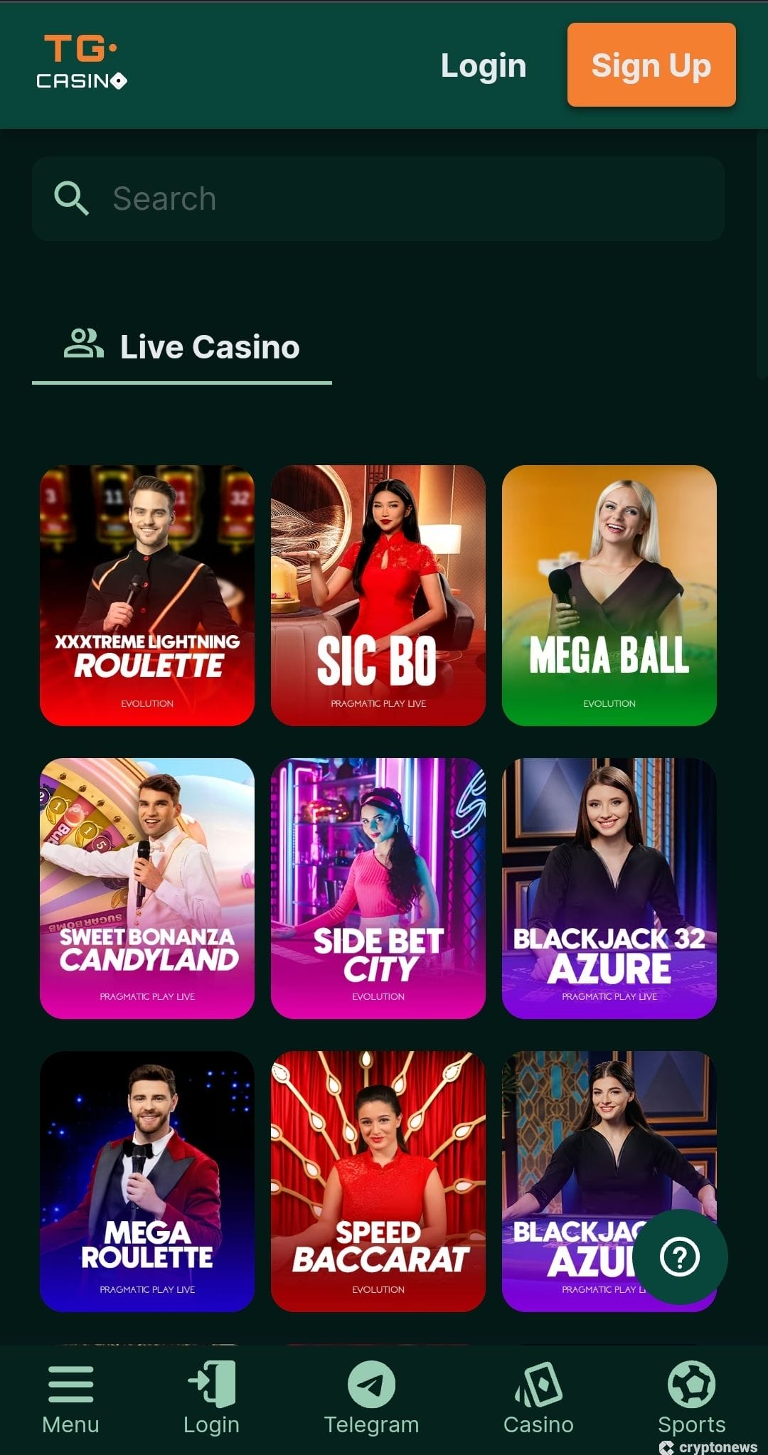 tg casino live dealer games