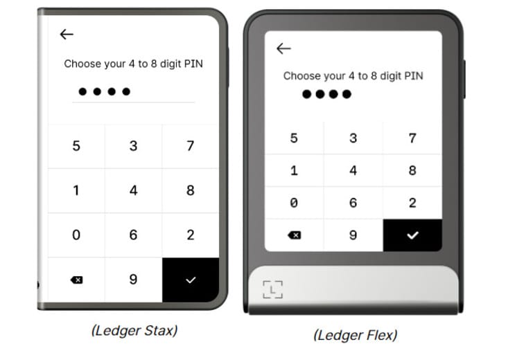 Creating a PIN on Ledger Stax. 