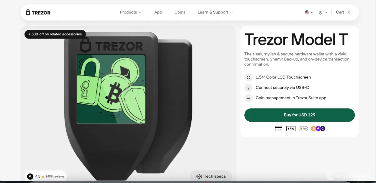 Trezor Model T Homepage