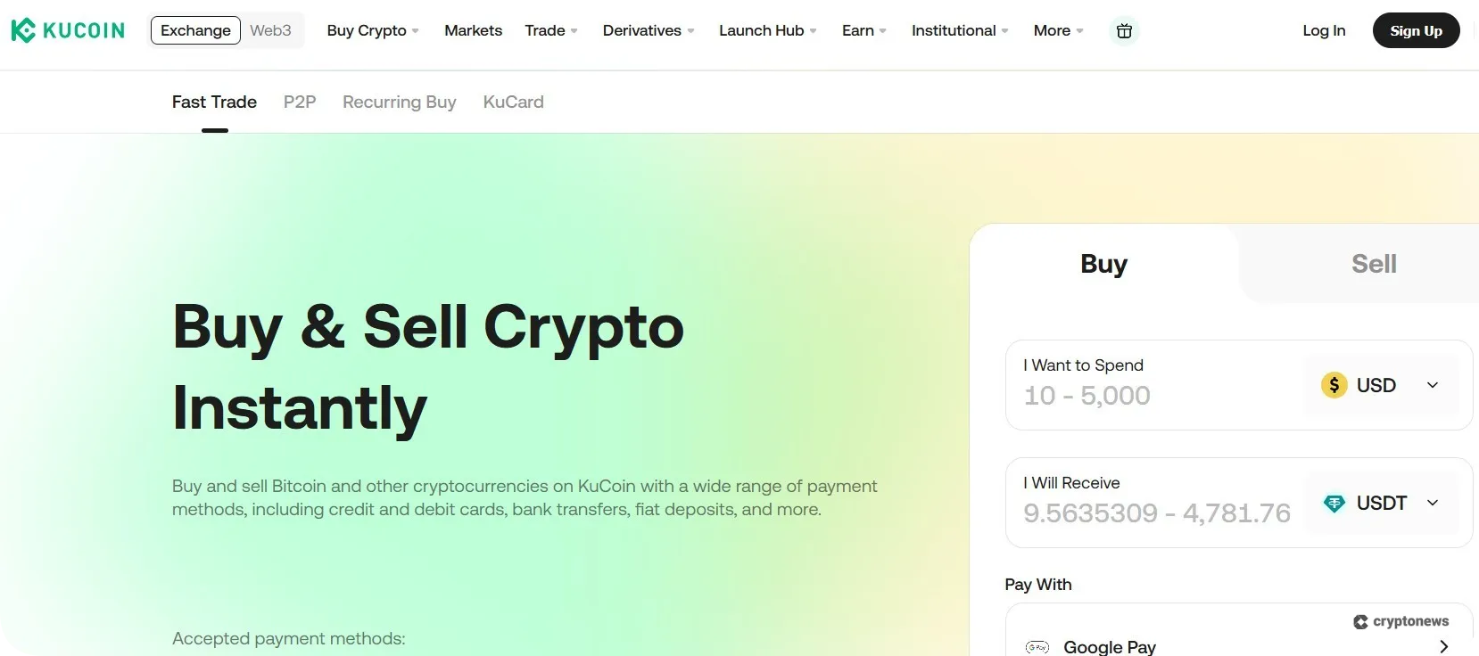 kucoin exchange, instant prepaid card crypto purchases