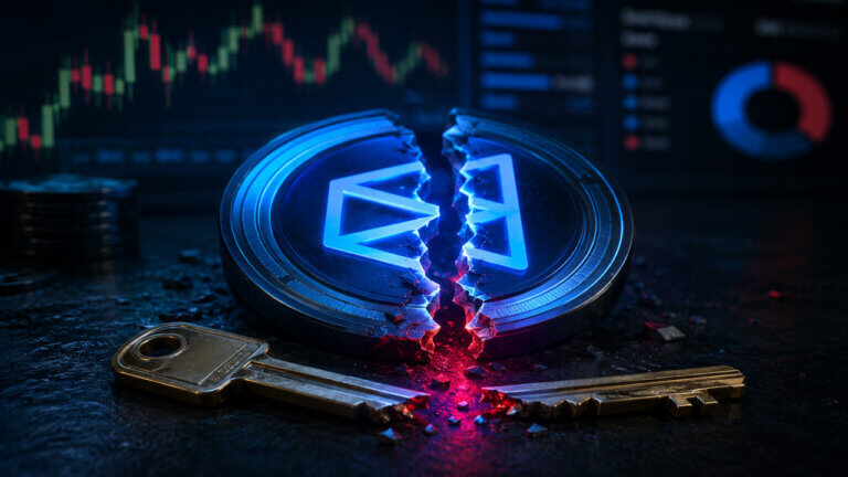 Broken POL token and split private key illustration reflecting Polymarket live fund drain concerns as team dismisses contract exploit fears